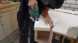 Cutting a piece of wood